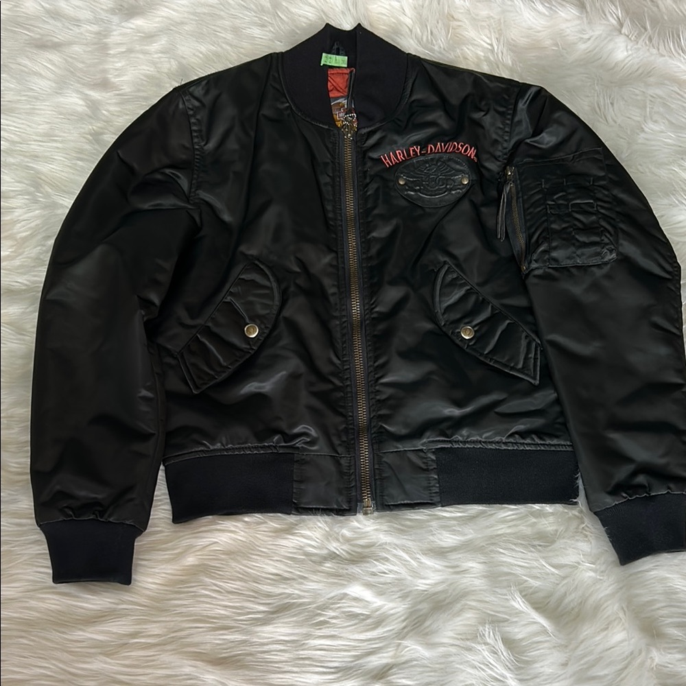 Harley-Davidson Black Bomber Jacket with Red Logo